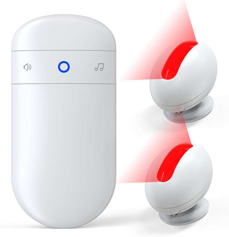 SECRUI Wireless Motion Sensor Doorbell -Indoor Motion Detector Alarm, Door Chime for Business/Store/Office Entrance, Entry Alert Bell with Buzzer, USB/Battery Powered (1 Receiver + 2 Motion Sensor) - Image 1